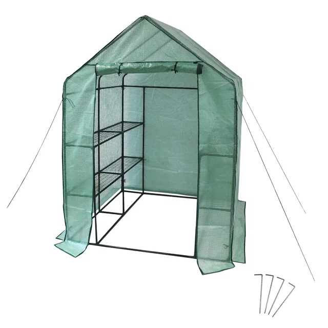 Foliengewächshaus mit 4 Ablagefächern, Tomatenhaus 143 x 143 cm, 195 cm hoch Foliengewächshaus mit 4 Ablagefächern, Tomatenhaus 143 x 143 cm, 195 cm hoch